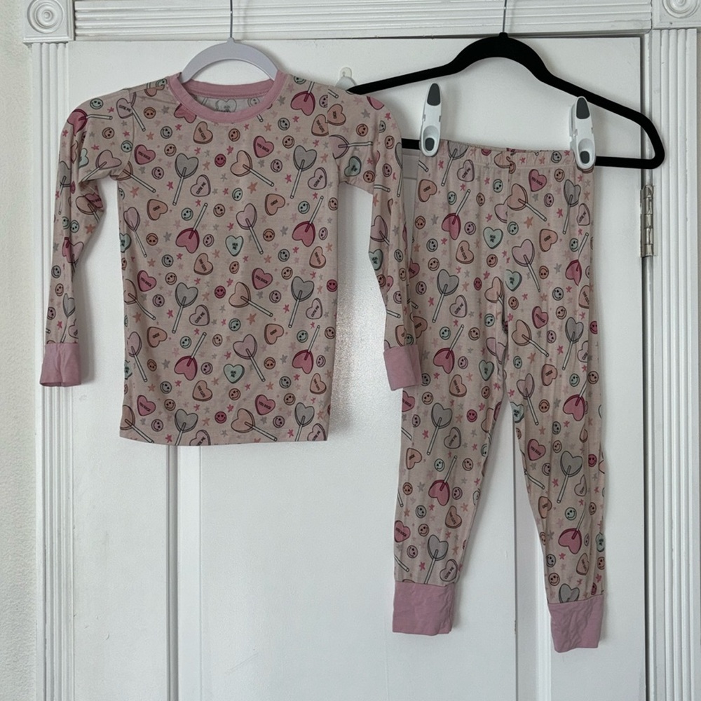 Jammers bamboo pajamas set 6 happy face candy hearts